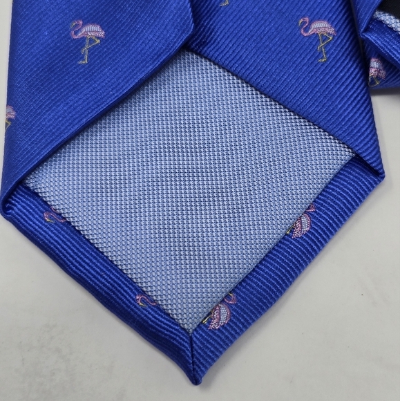 TOMMY HILFIGER NECKTIE LOT OF 2 SILK TIES BLUE POLKA DOT PINK FLAMINGO MEN OS - Picture 12 of 12